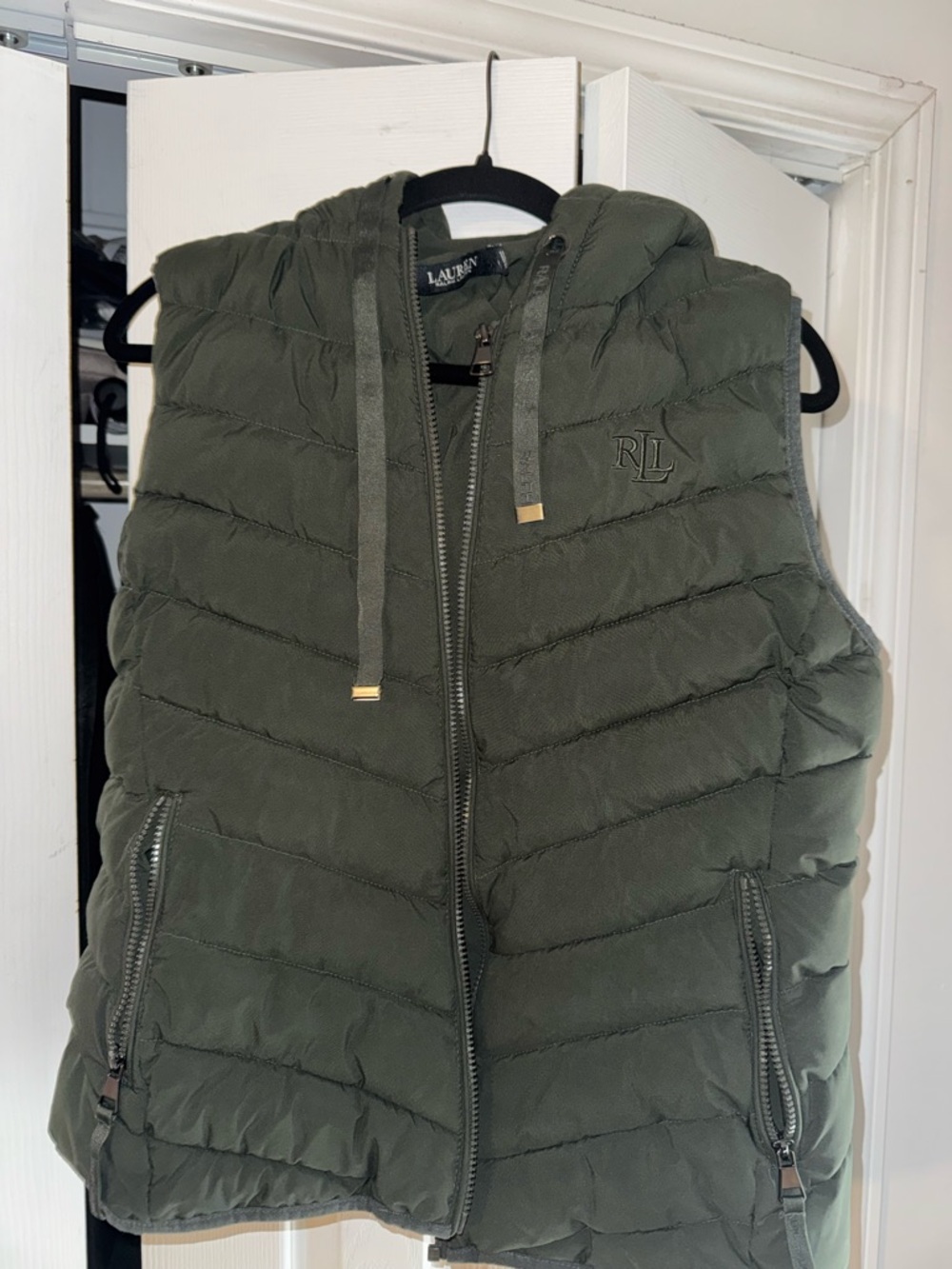 Ralph Lauren Olive Green Quilted Hooded Jacket